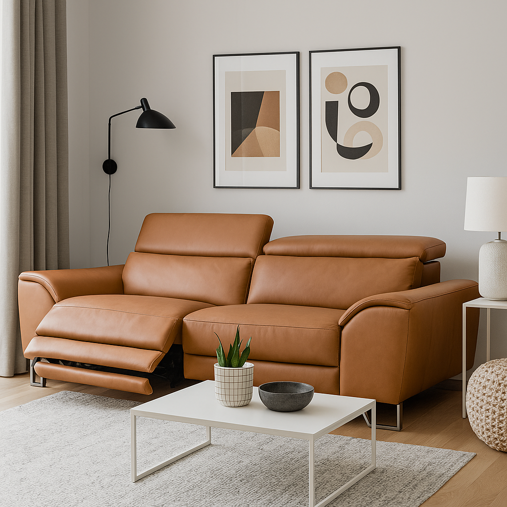 #1 Americana 3-Seater (RN0930) 2.38m Zero Wall Full Top Grain Leather Electric Recliner Sofa (I) picket and rail