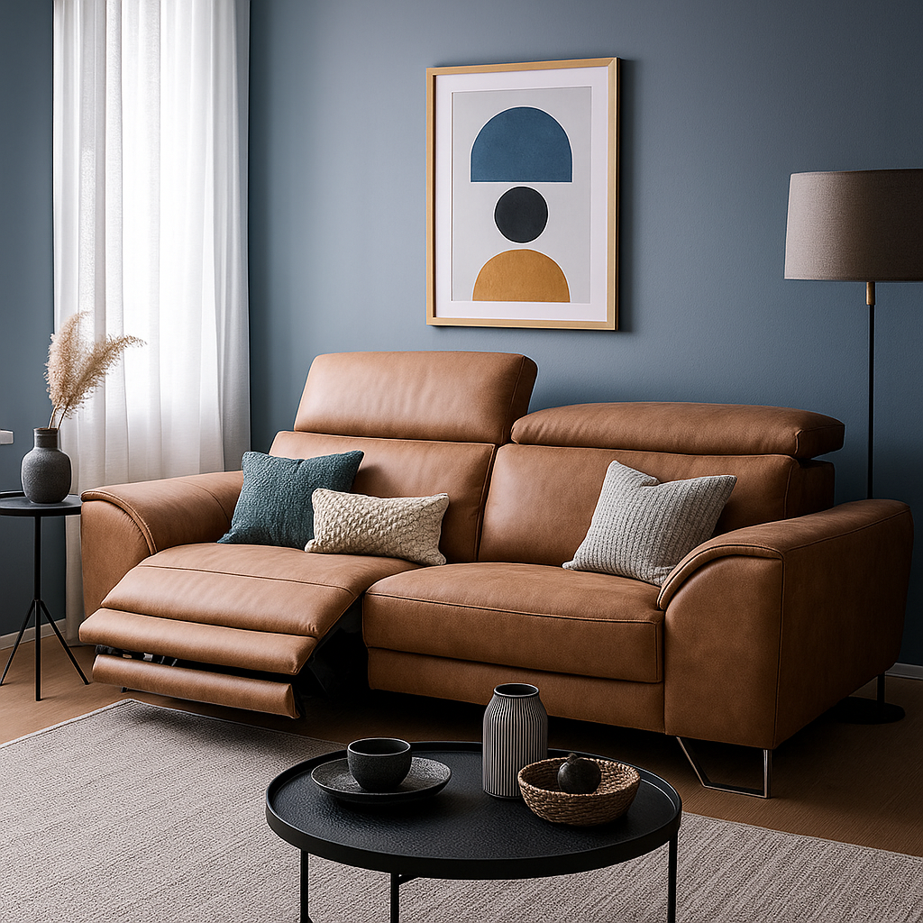 #1 Americana 3-Seater (RN0930) 2.38m Zero Wall Full Top Grain Leather Electric Recliner Sofa (I) picket and rail