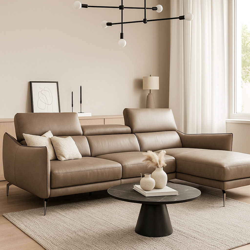 #1 Americana (MB0618) 2.58m Top Grain Full Leather Sectional L-Shaped Sofa (I) picket and rail