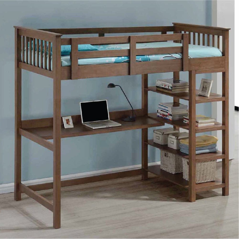 #1   Americana Solid Wood Double Decker Study Loft Bunk Bed picket and rail