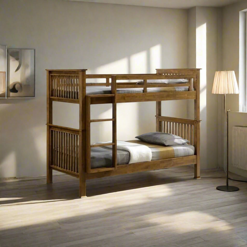 #1   Americana Solid Wood Double Decker Super Single Bunk Bed picket and rail