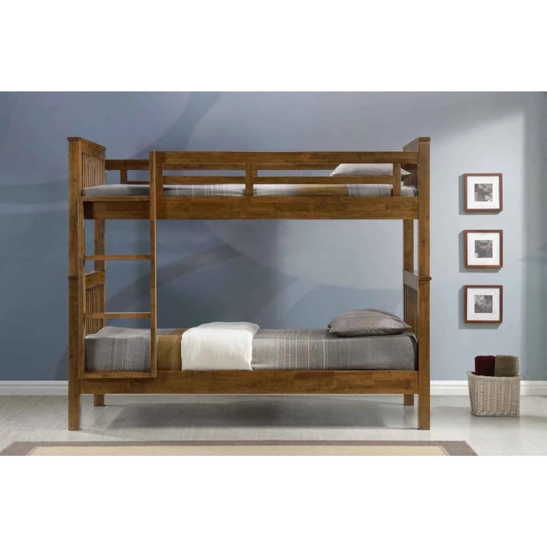 #1   Americana Solid Wood Double Decker Super Single Bunk Bed picket and rail