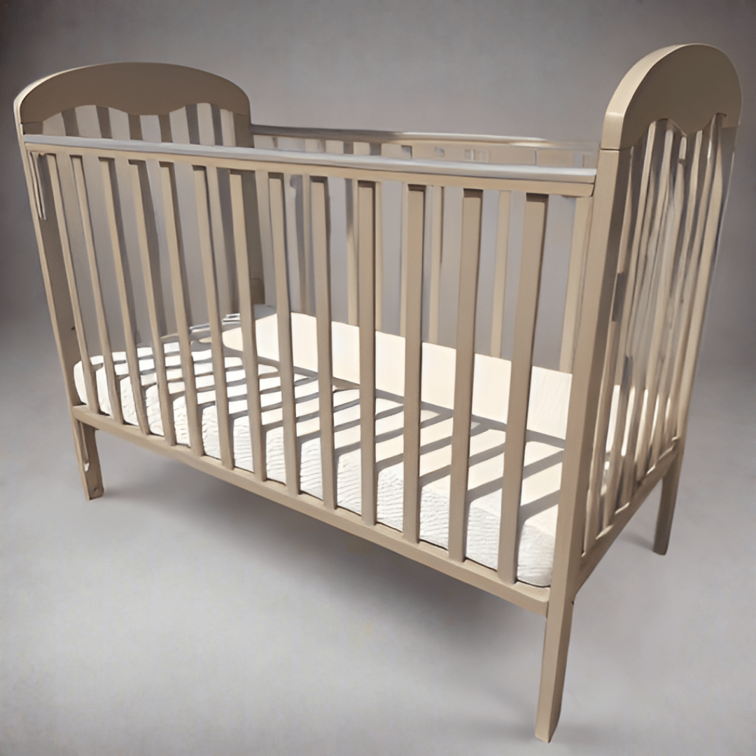 #1 Angela Baby Cot 6-in-1 Solid Hard Wood With Drop-Side Gate 823 (120x60cm) Col: Beige picket and rail