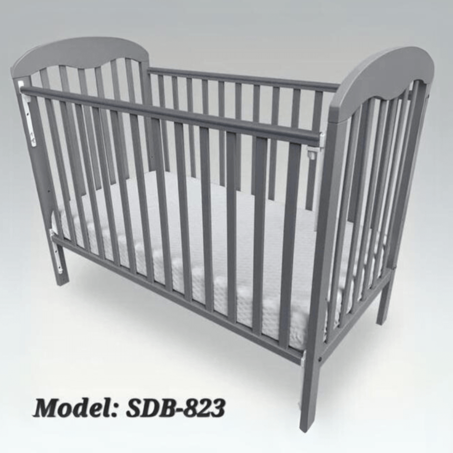 #1 Angela Baby Cot 6-in-1 Solid Hard Wood With Drop-Side Gate 823 (120x60cm) Col: Grey picket and rail