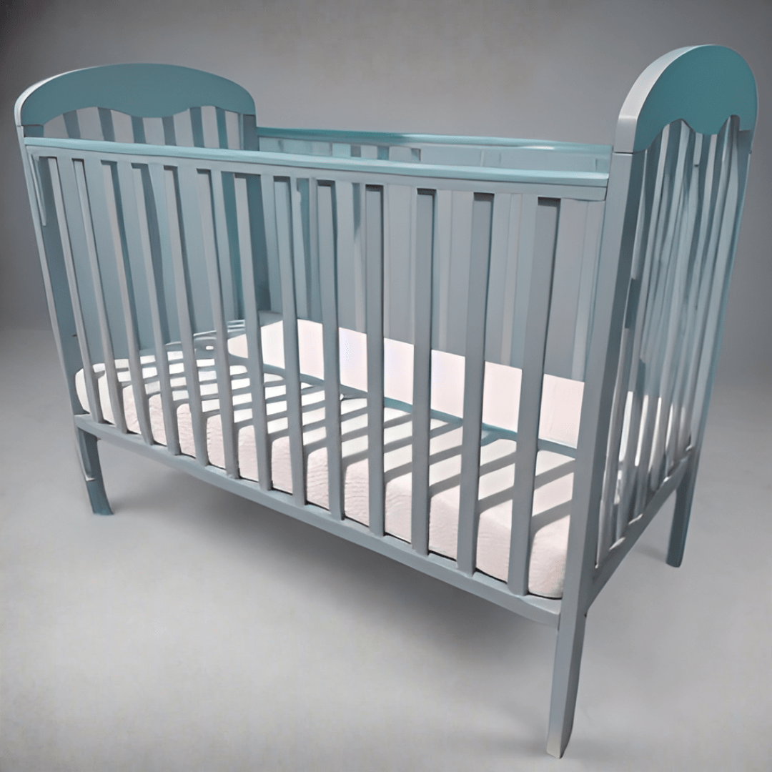 #1 Angela Baby Cot 6-in-1 Solid Hard Wood With Drop-Side Gate 823 (120x60cm) Col: Mint picket and rail