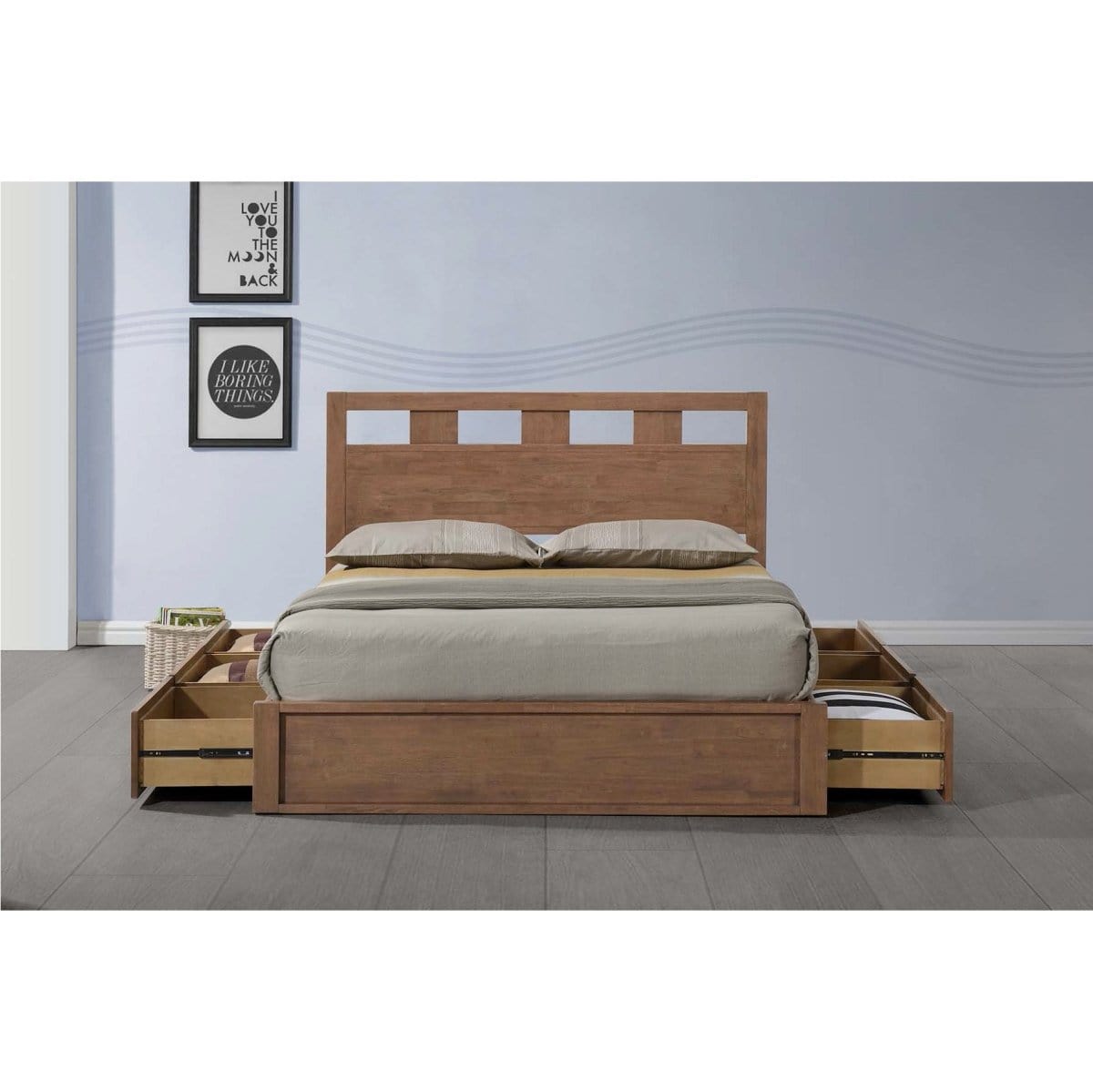 #1 Ashton 6-Drawer Solid Wood Queen Storage Bed ITG-1366B picket and rail