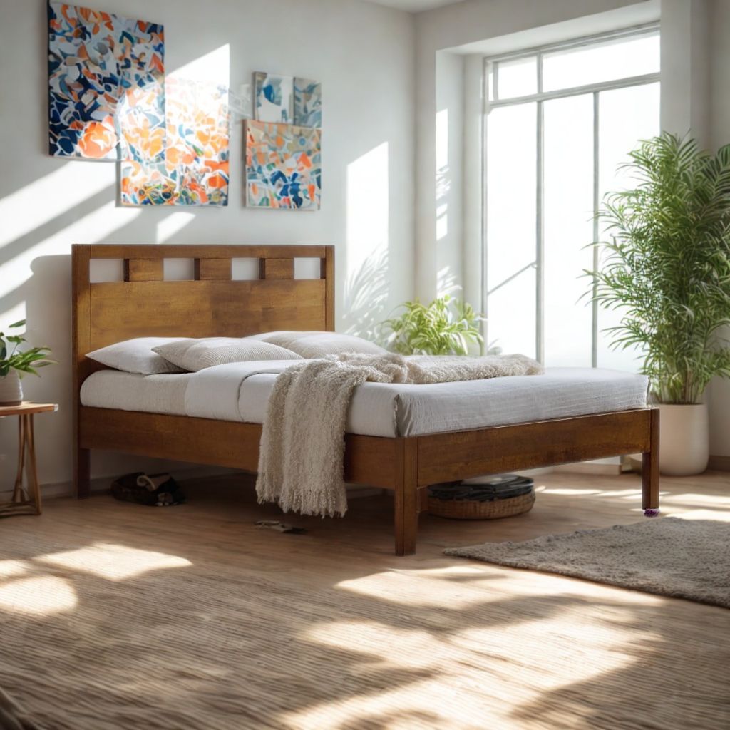 #1 Ashton Solid Wood Queen Size Bed picket and rail