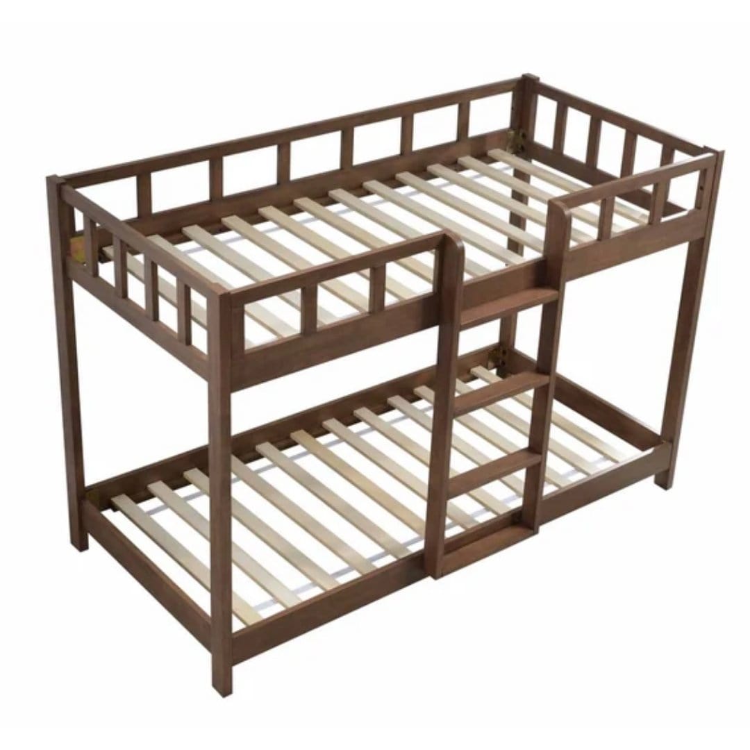 #1    Brooklyn Solid Wood Single Low Bunk Bed picket and rail