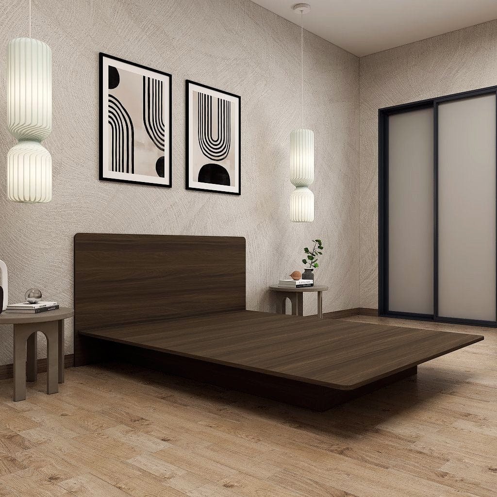 Floating Low Platform Bed Frame Queen King New Picket&Rail