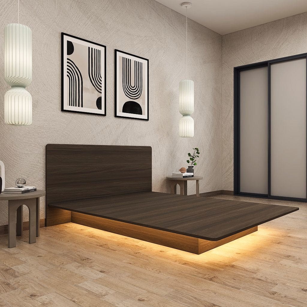 Floating Low Platform Bed Frame Queen King New Picket&Rail