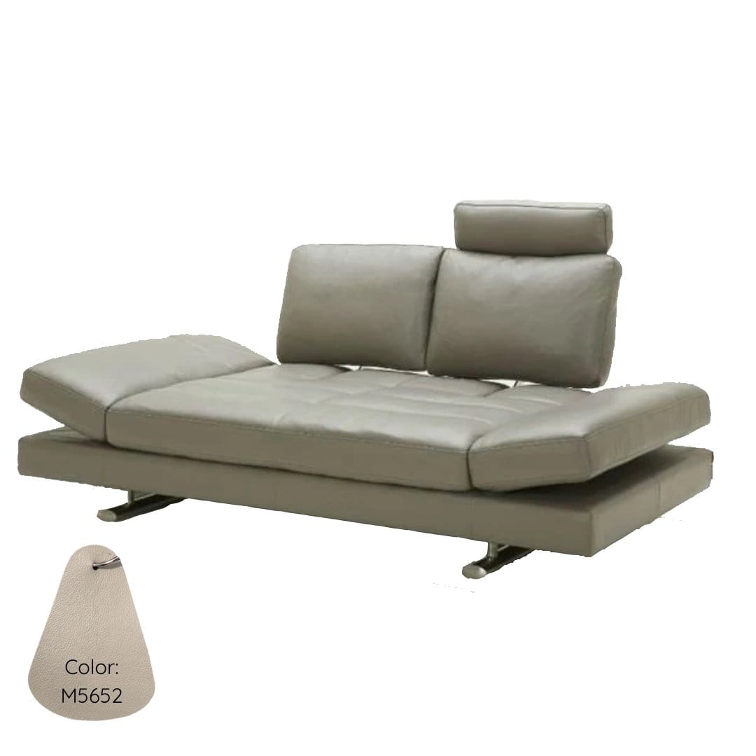 #1 KUKA #1372 Top-Grain Leather 2-Seater Daybed Sofa with Adjustable Backrests & Side Arms (Color: M5652-HL) picket and rail