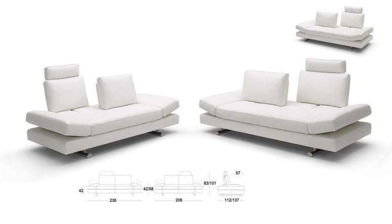#1 KUKA #1372 Top-Grain Leather 2-Seater Daybed Sofa with Adjustable Backrests &amp; Side Arms (Color: M5652-HL) picket and rail