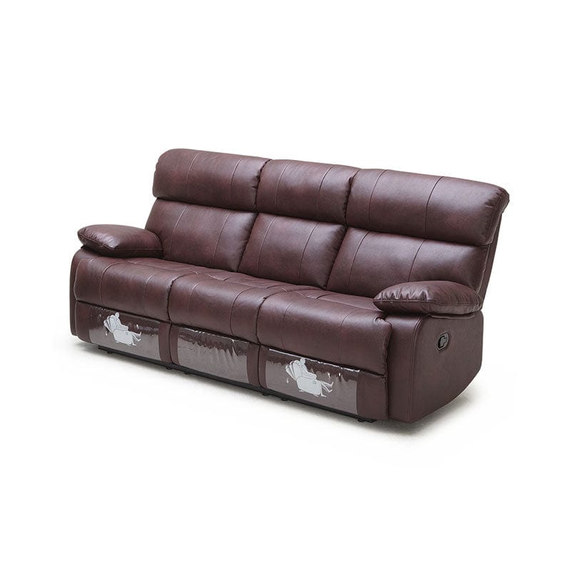 #1  KUKA #2559 Top-Grain 3-Seater Manual Recliner Leather Sofa (Color: M9015) picket and rail