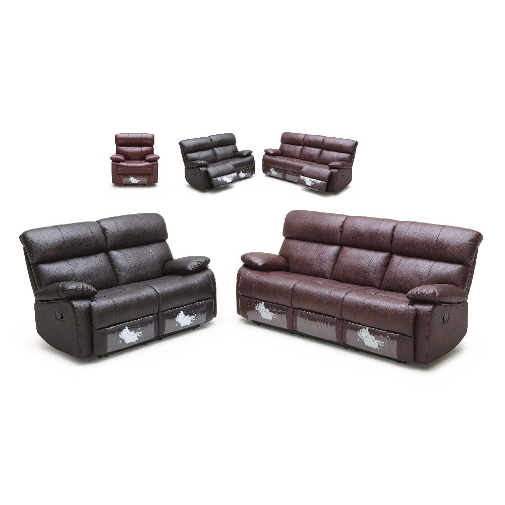 #1  KUKA #2559 Top-Grain 3-Seater Manual Recliner Leather Sofa (Color: M9015) picket and rail