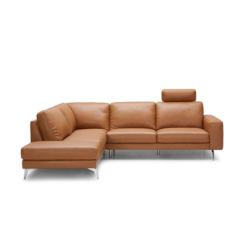 #1 KUKA #5189B Top-Grain L-Shaped Leather Sofa with 1 Headrest (Color: M5653) picket and rail