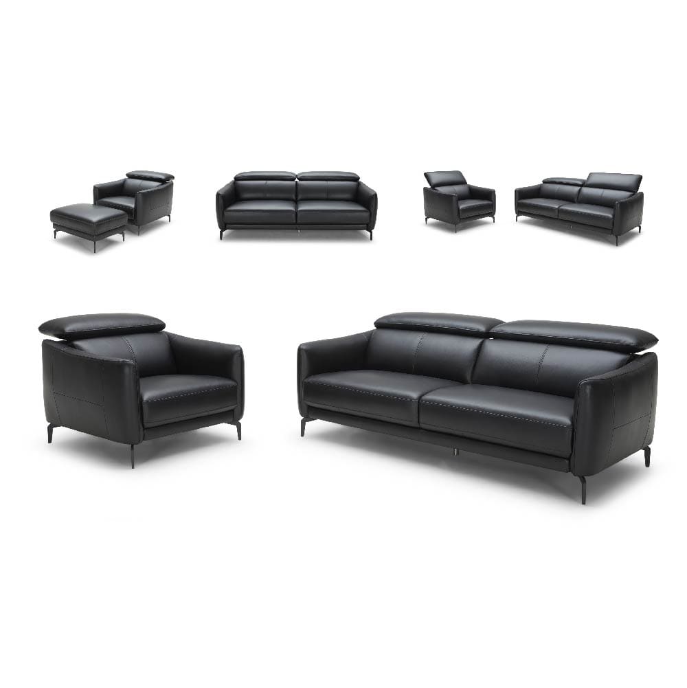 #1 KUKA #5359 3-Seater Leather Sofa w/Adjustable Headrests (Color: M5657) picket and rail