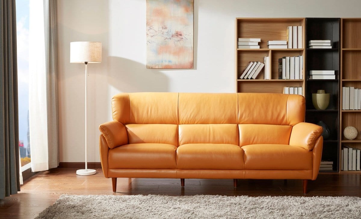 #1 KUKA #5371 Top Grain 3-Seater Highback Leather Sofa (Color: M5658) picket and rail