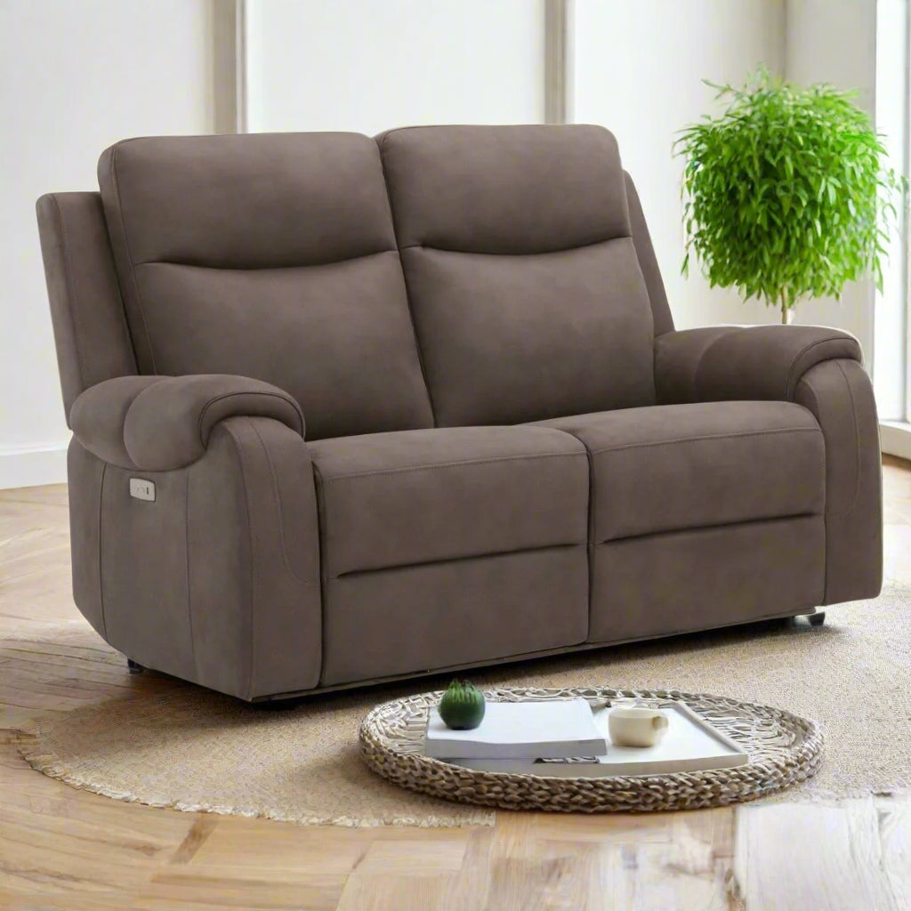 #1   KUKA #KM.5118 Electrical Tessuto-Leather Recliner Sofa 1S/3S (Fabric C-771) picket and rail