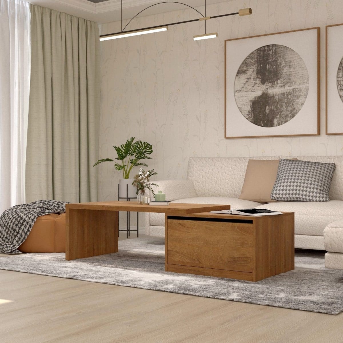 #1 Lyon 2-Drawer with Lap Extension Top Customized Coffee Table (S3) picket and rail