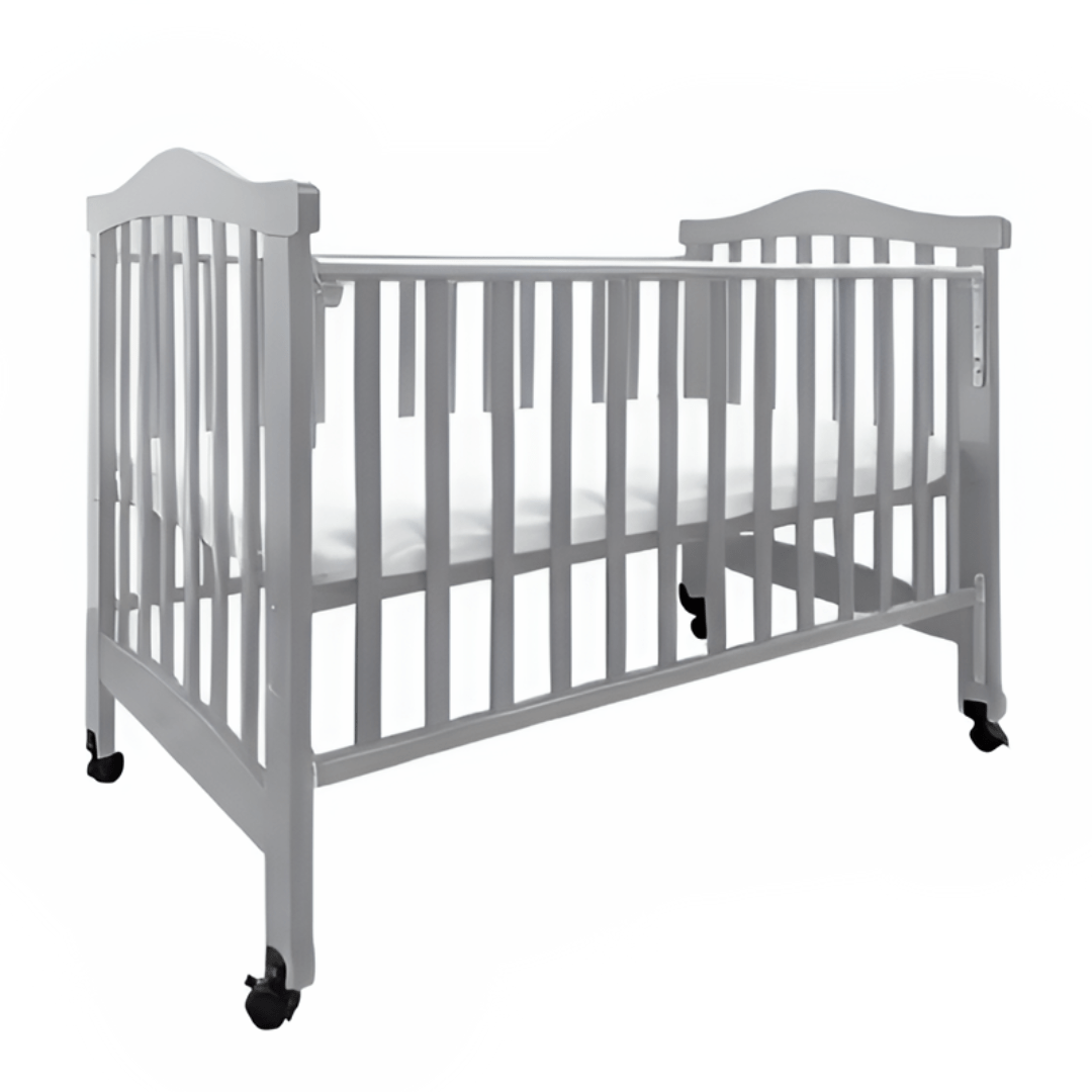 #1 Picket&amp;Rail 6-in-1 Solid Hardwood Baby 872 Cot (Grey) with Drop-Side Gate 872 (120x60cm) Col: Grey picket and rail