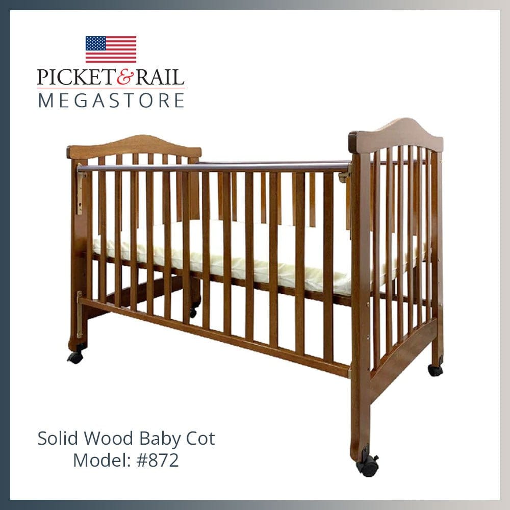 1 Picket&Rail 6in1 Solid Hardwood Baby Cot 872 (Brown) with DropSi