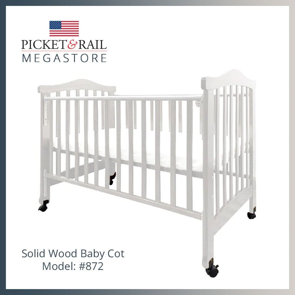1 Picket&Rail 6in1 Solid Hardwood Baby Cot 872 (White) with DropSi