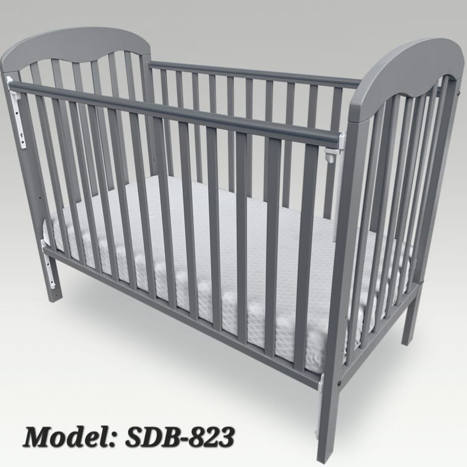 #1  Picket&amp;Rail 6-in-1 Solid Hardwood Baby Cot with Drop-Side Gate 892 (120X60cm) Col: Cosmic Grey picket and rail