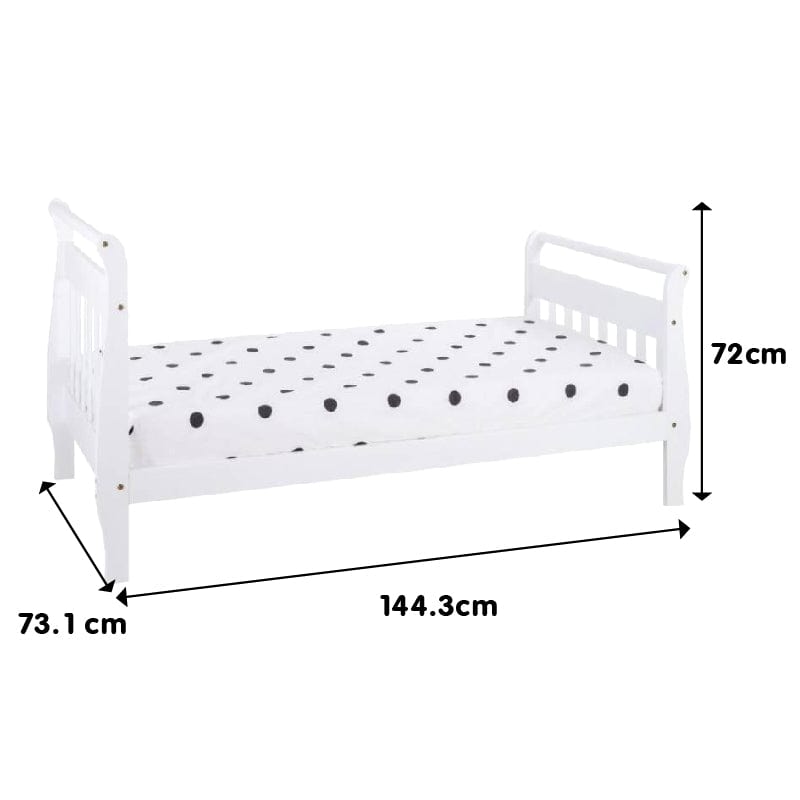 #1 Picket&amp;Rail - Poppy Toddler Bed (130x70cm) Col: White picket and rail