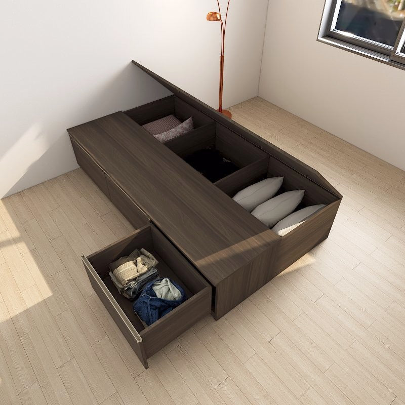 #1 Tatami Storage® Platform Bed Super Single Size 3-Drawer 3-Top Swing Door - Assorted Colors (TSS1) picket and rail