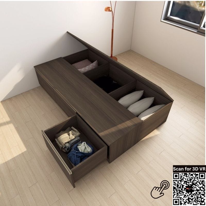 Tatami Platform Storage Bed Super Single Size 3-Drawer 3-Top Swing Door ...