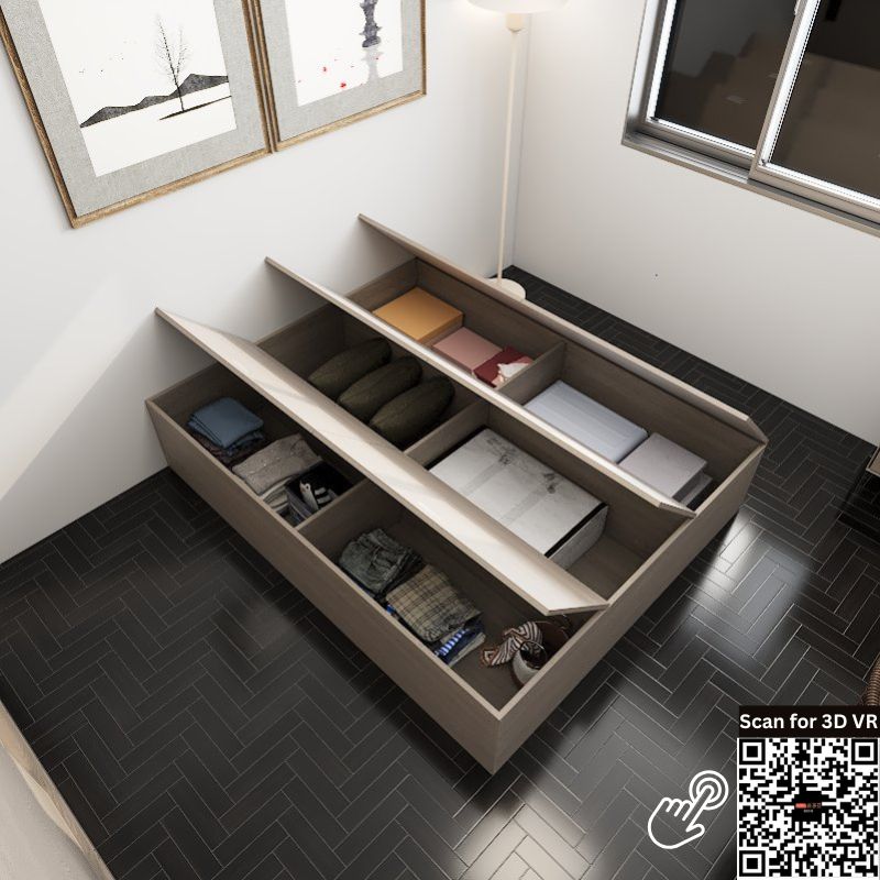 #1 Tatami Storage® Platform Queen Size Bed 6-Top Swing Doors - Assorted Colors (TQ8) picket and rail