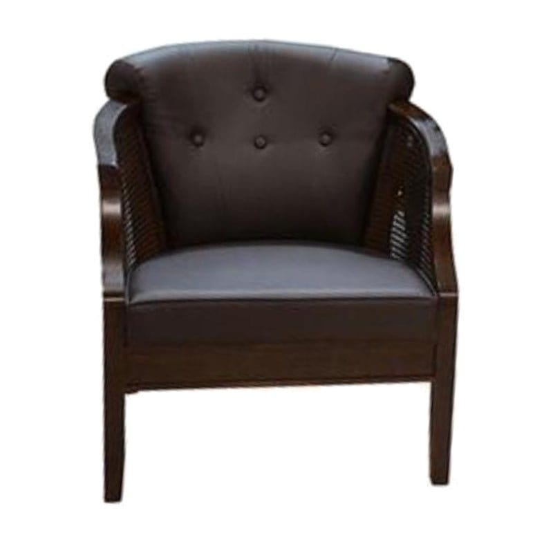 #1 Winston Solid Wood Leather-Upholstered Lounge Armchair picket and rail