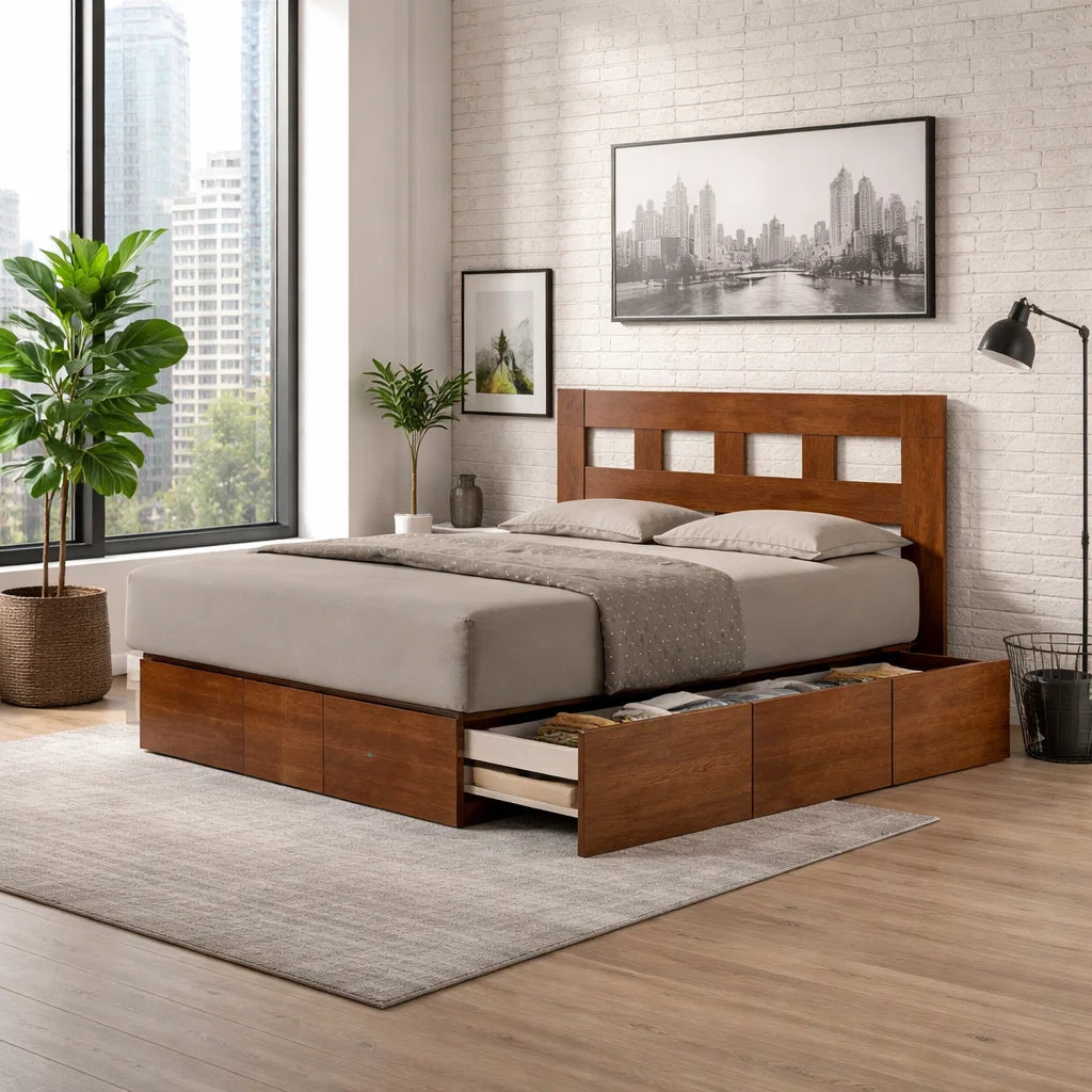 #1 Ashton 6-Drawer Solid Wood Queen Size Platform Storage Bed