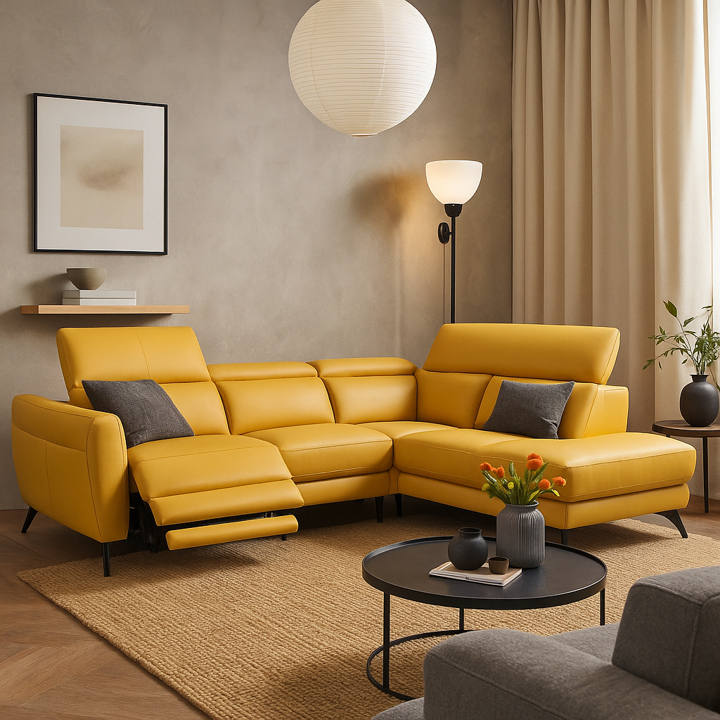 Americana (RN0931) 3.12m Zero Wall Full Top Grain Leather Sectional L-Shape Electric Recliner Sofa (I)