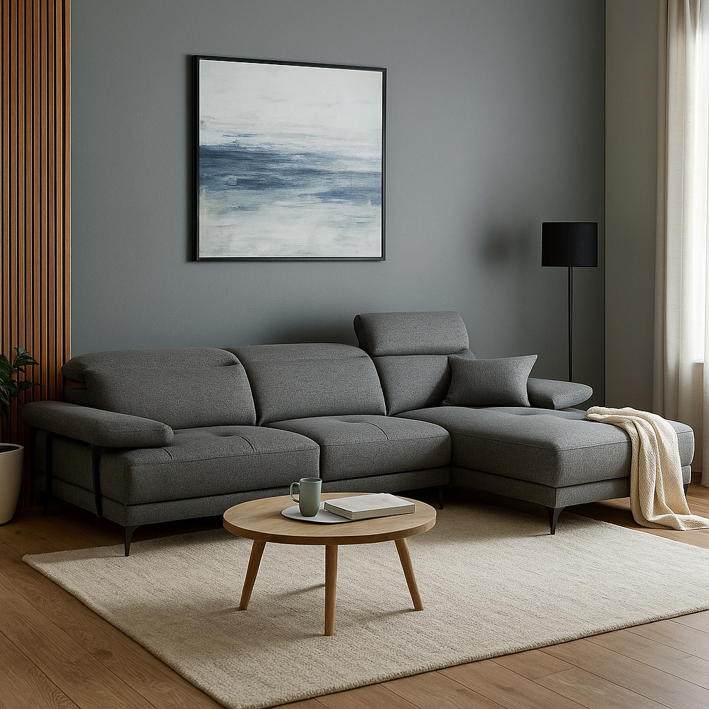 Americana (MB0637) 2.9m Sectional L-Shaped Fabric Sofa with Adjustable Headrests (I)