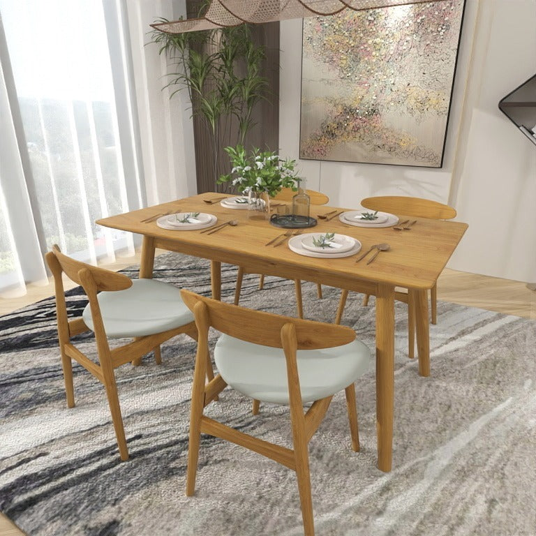 4/6 Solid Oak Chairs + 1.4m Custom Solid Wood Street Dining Table Set picket and rail