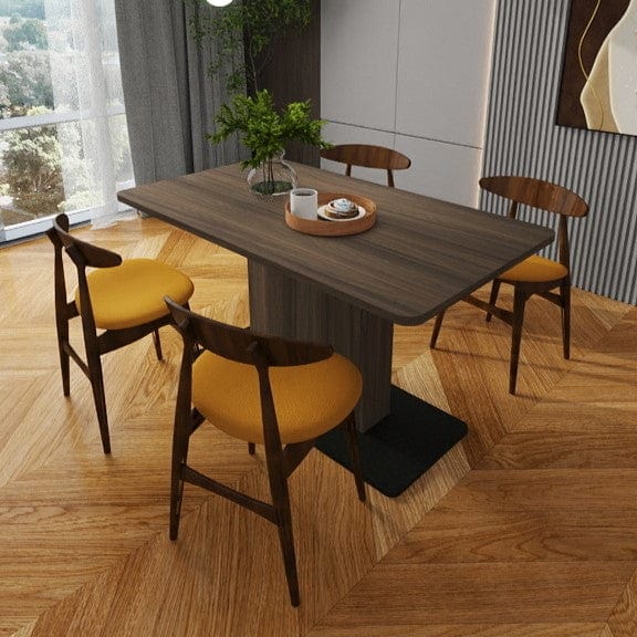 4/6 Solid Oak Chairs + 1.4m Custom Textured-Top Pedestal Dining Table Set picket and rail