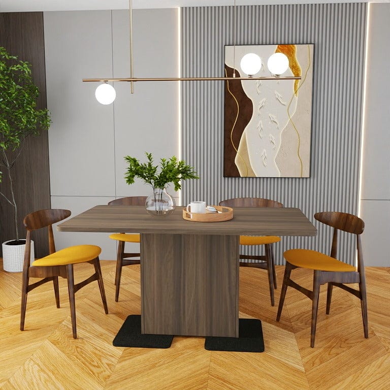 4/6 Solid Oak Chairs + 1.4m Custom Textured-Top Pedestal Dining Table Set picket and rail