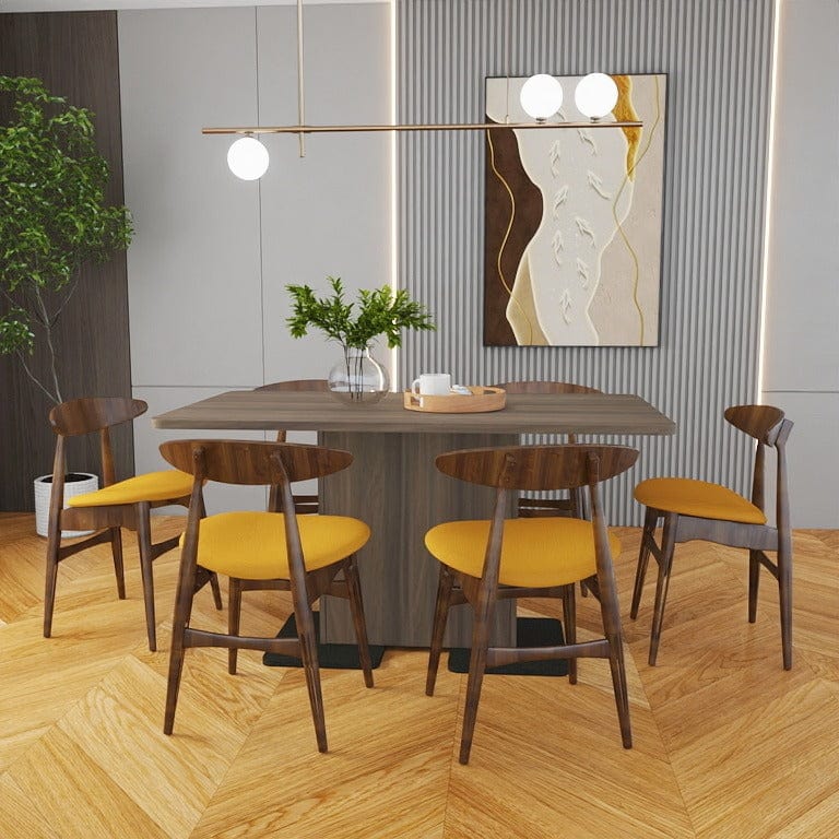 4/6 Solid Oak Chairs + 1.4m Custom Textured-Top Pedestal Dining Table Set picket and rail