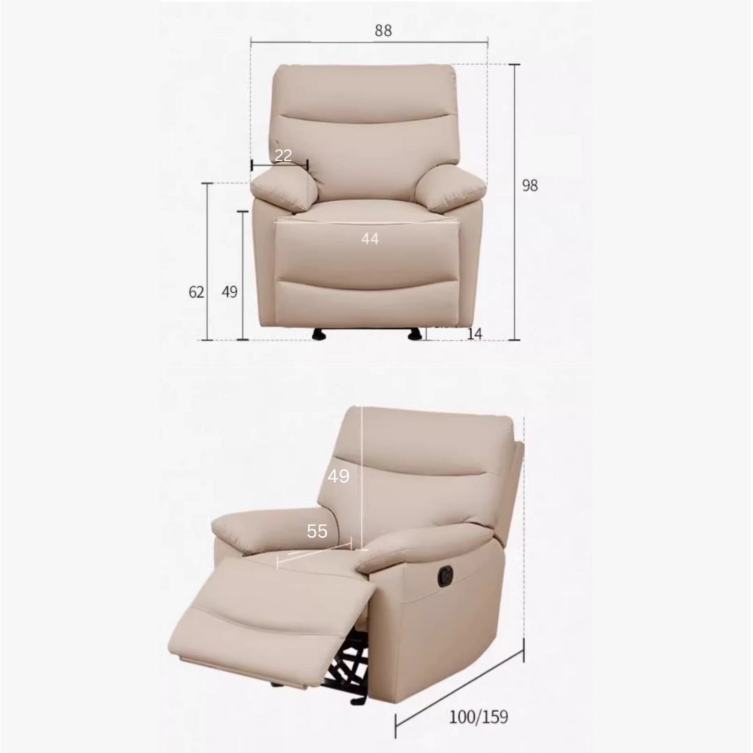 KUKA #A062 1-Seater Performance Leather Electric Recliner Sofa with Rocking Function (Factory Direct)