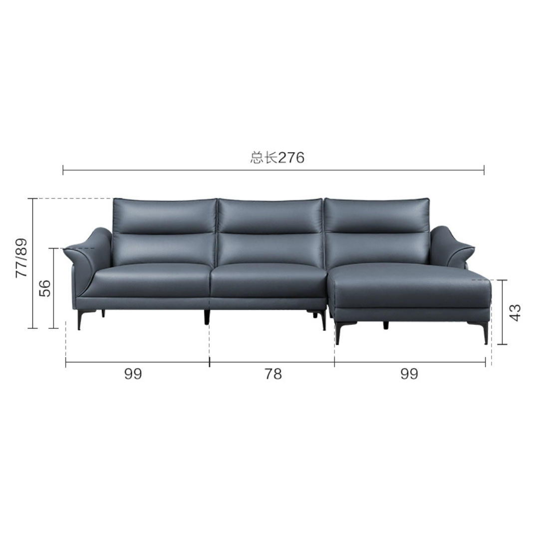 KUKA #2132 3/4 Seater Minimalist Design Performance Leather Sofa (Factory Direct)