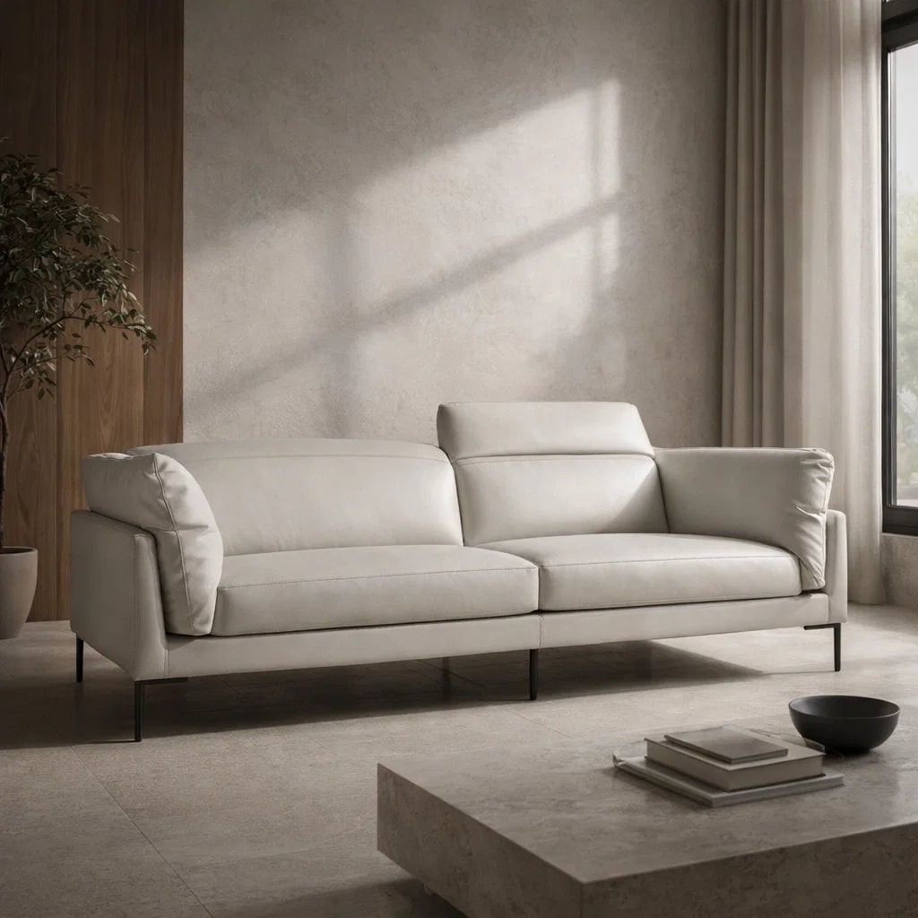 Aldrin SF2233 Custom Mid Century Minimalist Design 3-Seater Sofa | Pet Friendly Fabric & Leather