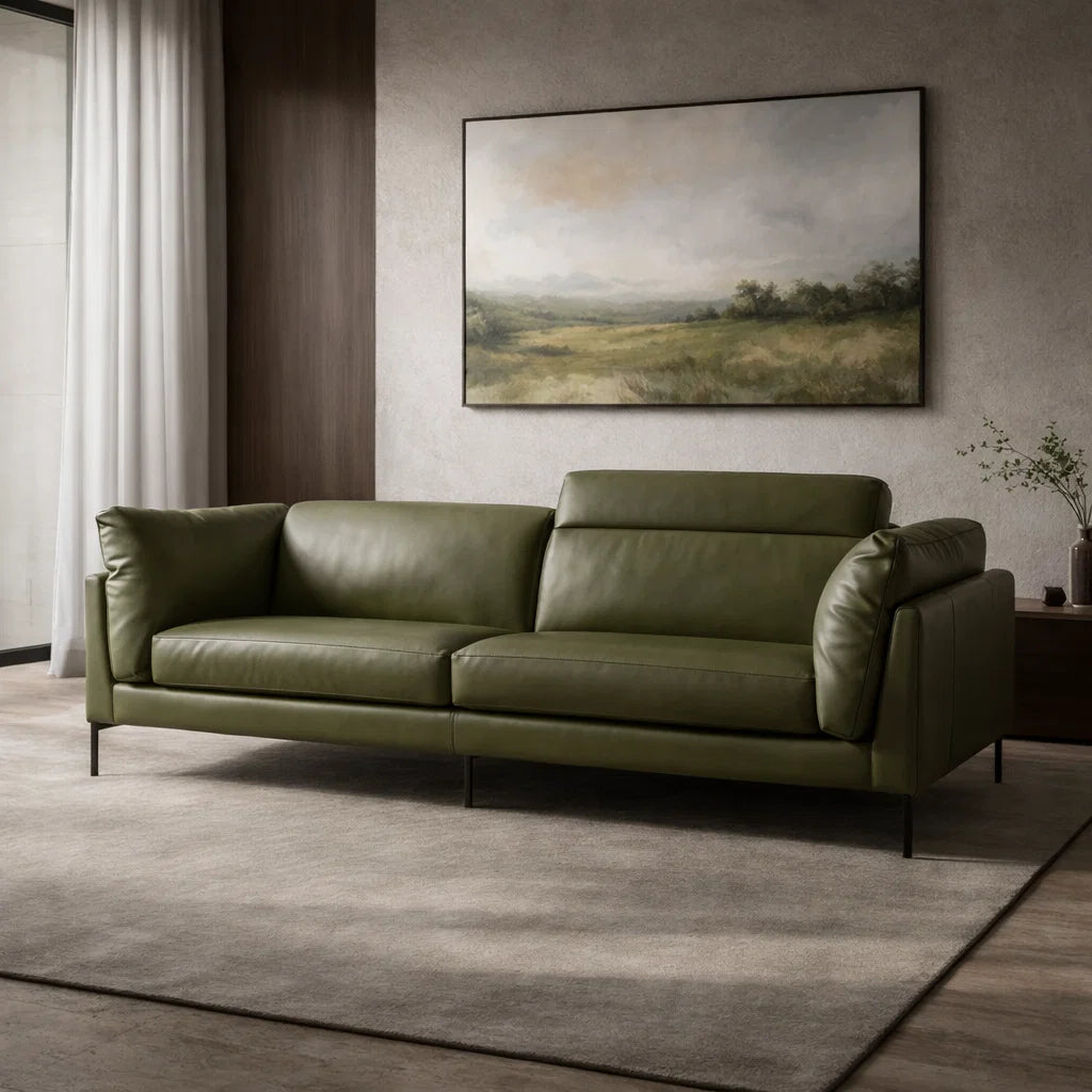 Aldrin SF2233 Custom Mid Century Minimalist Design 3-Seater Sofa | Pet Friendly Fabric & Leather