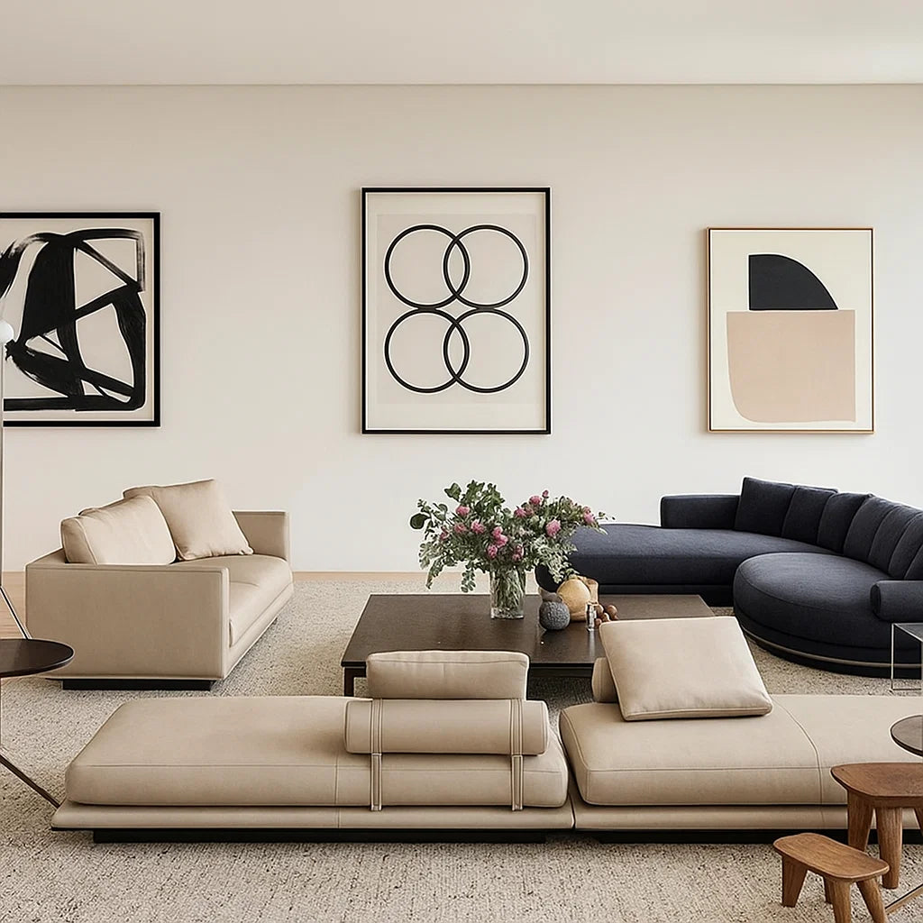 Aluna (SF12040) - Italian Minimalist Custom Sofa Bespoke in Leather &amp; Fabric