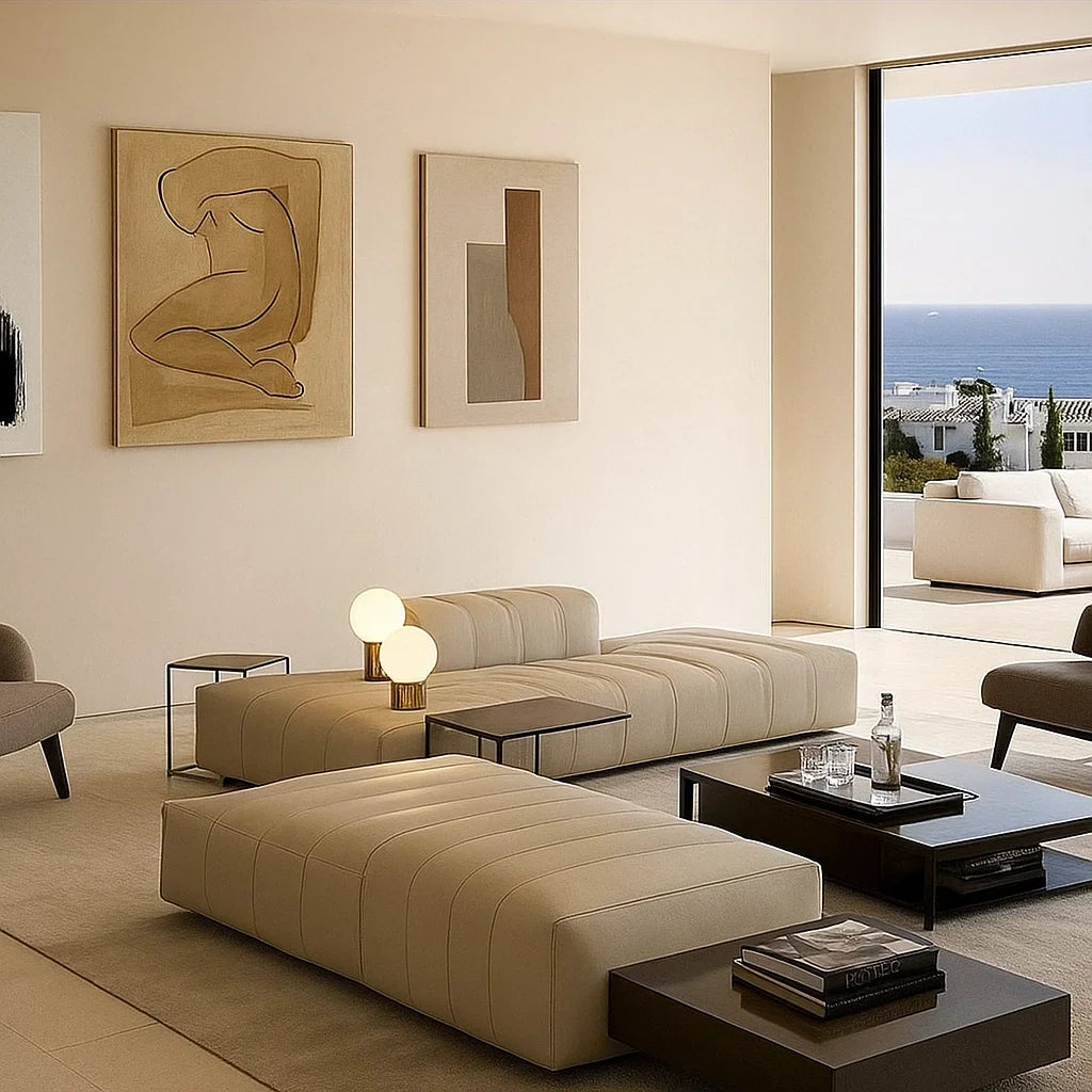 Alvaro (SF12022) - Italian Minimalist Custom Sofa Bespoke in Leather &amp; Fabric