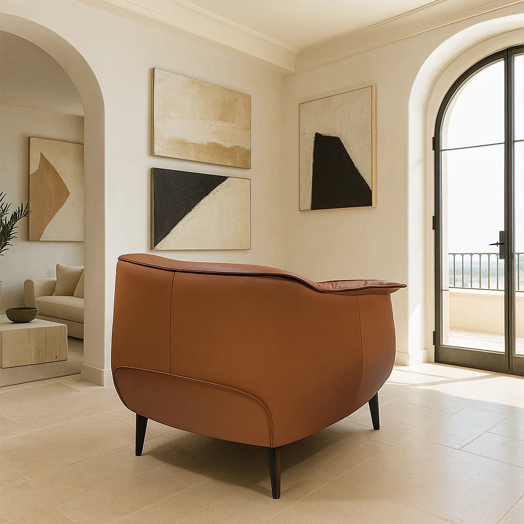 Americana 1-Seater (MB0598) Italian Minimalist Full Top Grain Leather Lounge Chair (I)