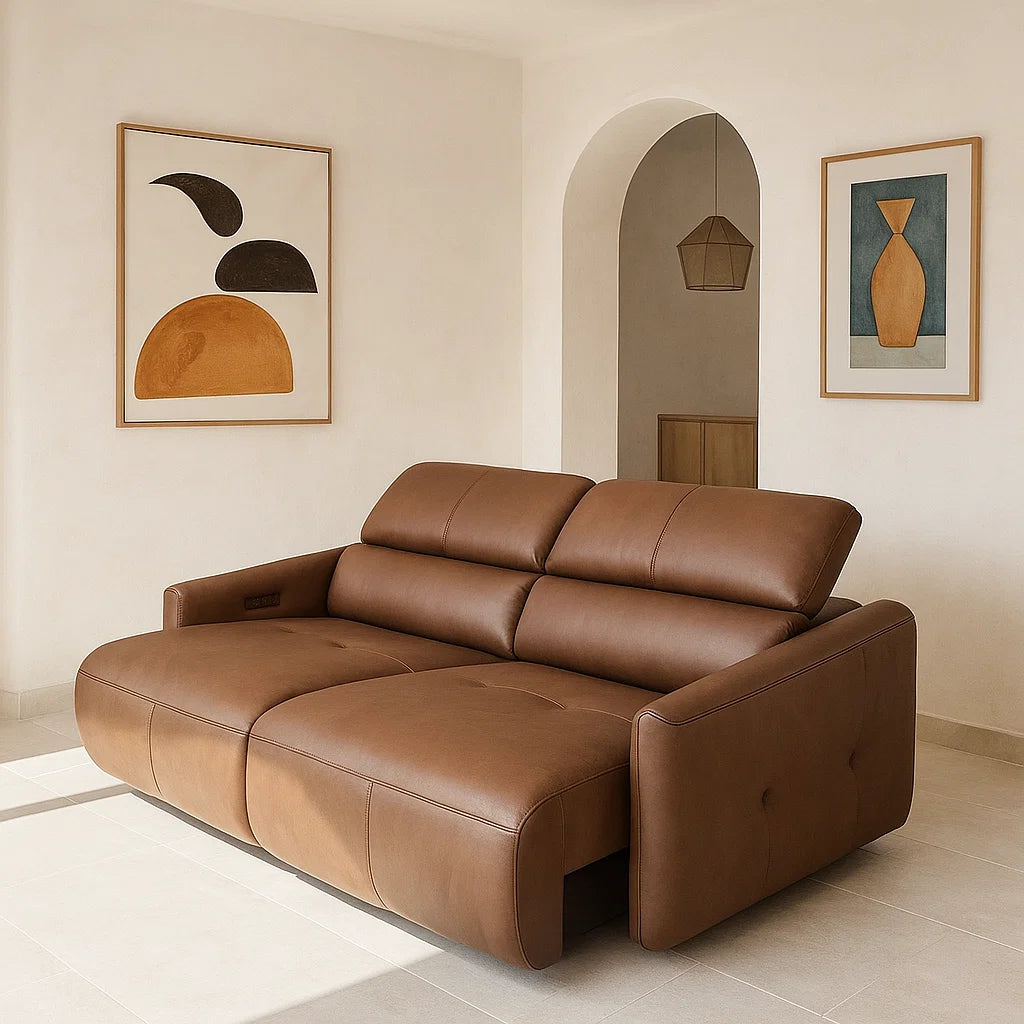 Americana 3-Seater 2.16m Top Grain Leather (MB0665) Electric Sofa/Daybed/Sofa Bed