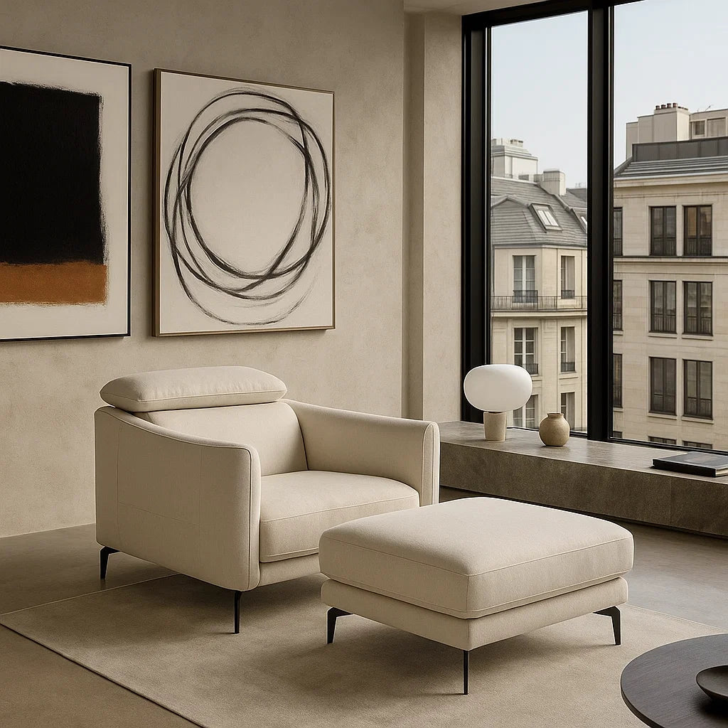 Americana 3 Seater (MB0672) Length 1.95m Performance Fabric/Leather Sofa Italian Minimalist