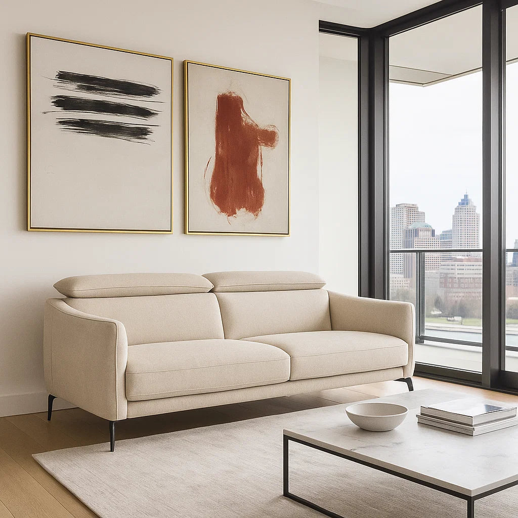 Americana 3 Seater (MB0672) Length 1.95m Performance Fabric/Leather Sofa Italian Minimalist