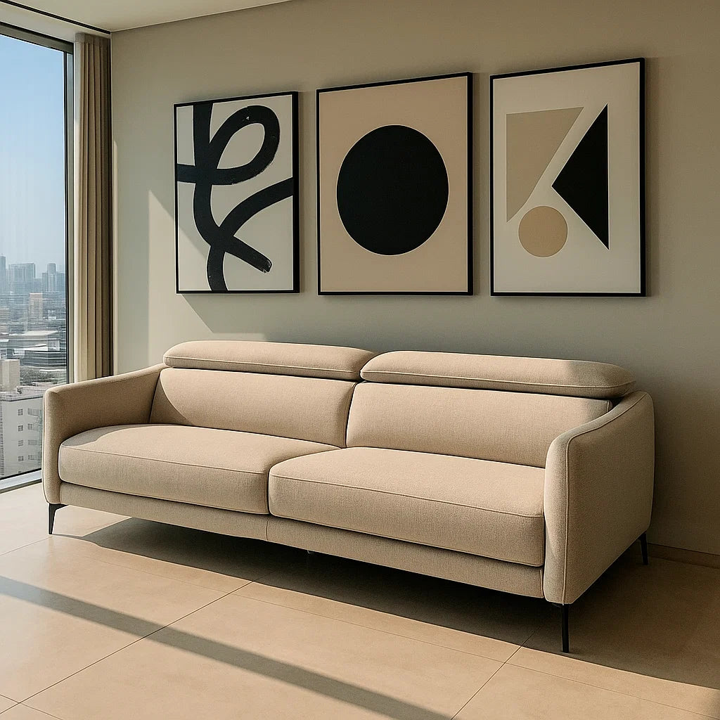 Americana 3 Seater (MB0672) Length 1.95m Performance Fabric/Leather Sofa Italian Minimalist